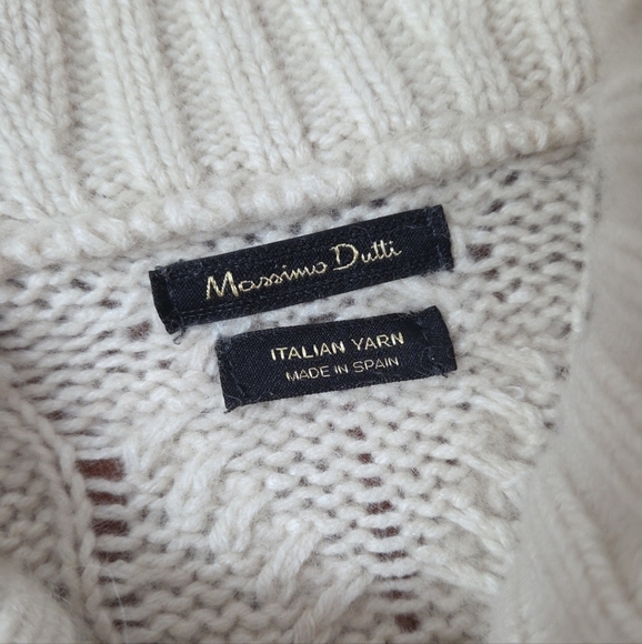NEW Massimo Dutti Wool Angora Cashmere Poncho Cape sz S Fisherman Cable Kangaroo - Picture 3 of 12